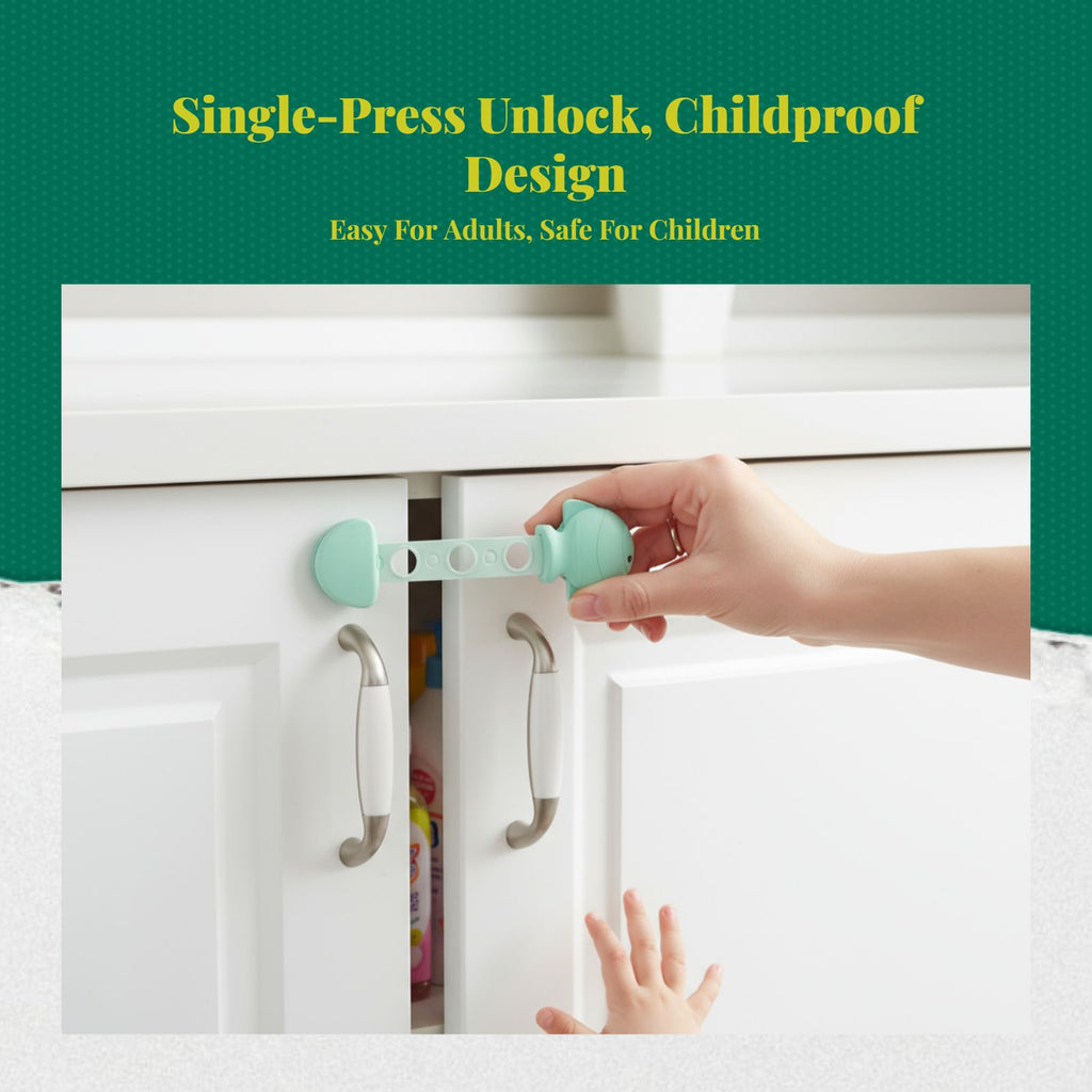 Infant security latch, Infant protected Drawer Lock, Cabinet Lock, Adjustable, No Tools Required, Multi-Purpose, Easy to Install
