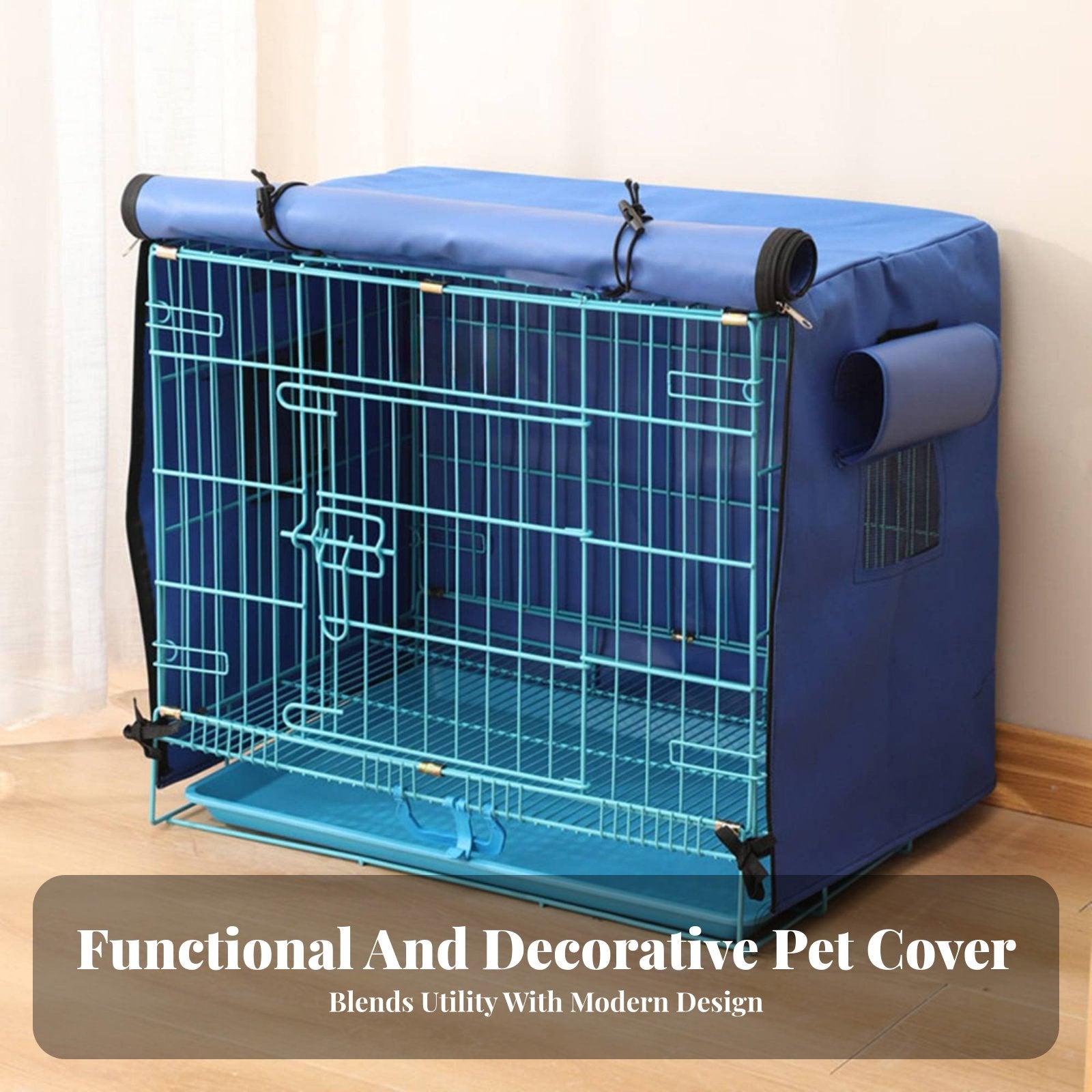 Insulated Kennel Cover Breathable Window Dog Crate Weather Cover Zipper Closure