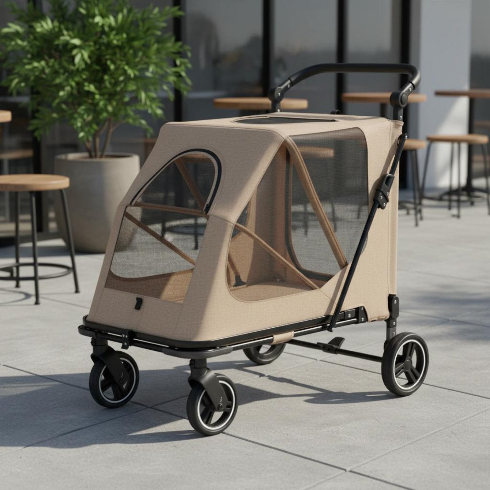 Foldable Dog Stroller Portable Foldable Pet Stroller Adjustable Handle