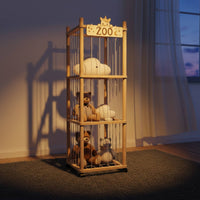 Wooden Stuffed Toy Storage Enclosure Uncovered Design Stuffed Creature Storage Enclosure Stuffed Toy Organizer Natural Wood
