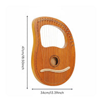 Wooden Lyre Harp Selected Wood String Instrument Warm and Pleasant Tone Beginner Learning Instrument for Beginners, Meditation