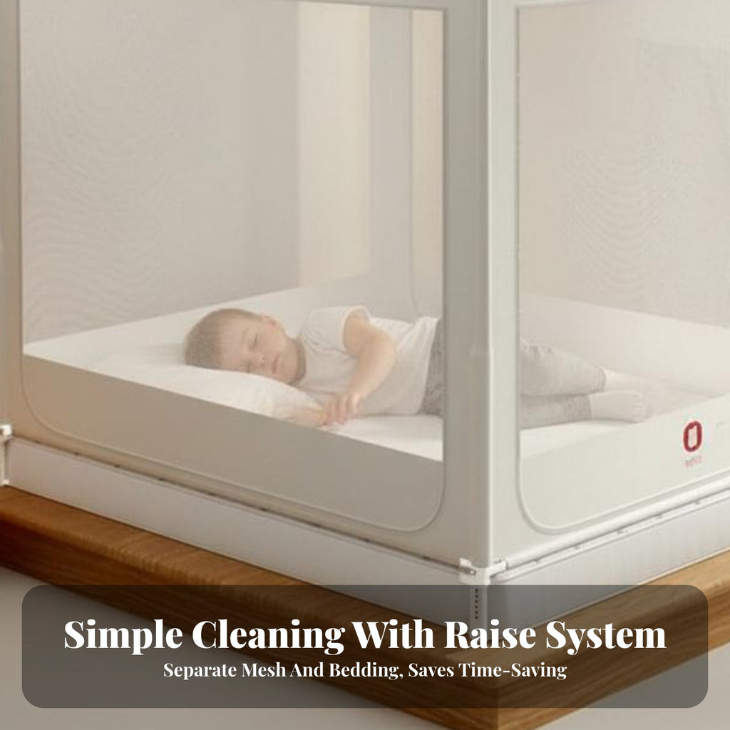 Young Child Bed Enclosure Anti-Fall Design Child Safety Gear Adjustable Height Dense Mesh for Infants, Parents
