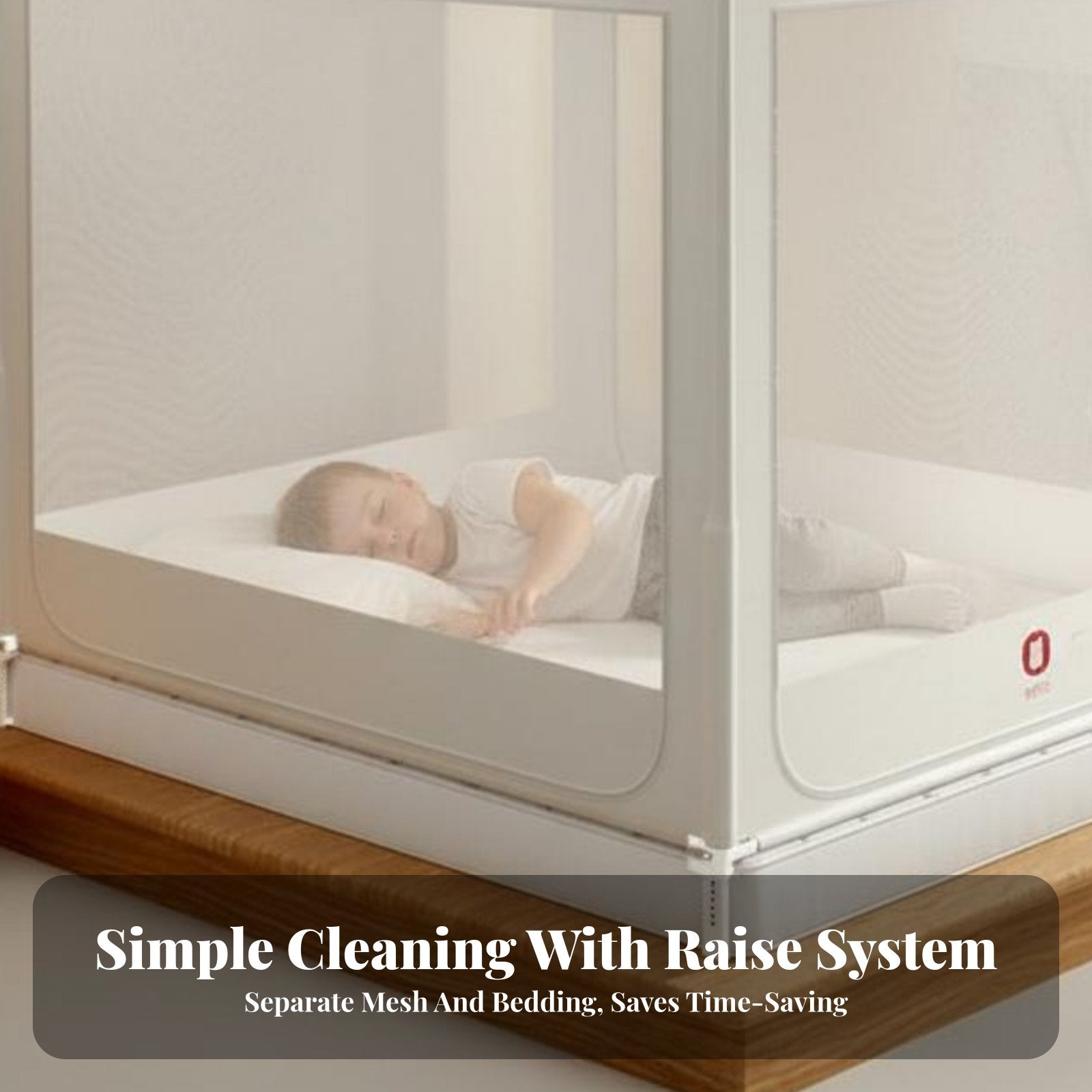 Young Child Bed Enclosure Anti-Fall Design Child Safety Gear Adjustable Height Dense Mesh for Infants, Parents