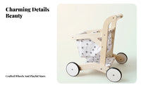 Open Lower Shelf Wooden Shopping Cart Imaginative Children's Play Plaything Wooden Shopping Cart Toy for Walking Exercise Children