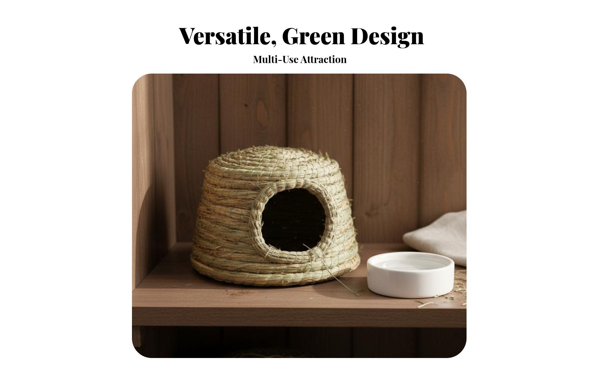 Natural Material Woven Grass Pet Hut Multi-Use Woven Grass Pet Hut Comfortable Handwoven Pet Nest Breathable for Rabbit Owners, Hutch, Aviary, Indoor, Playpen