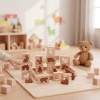 Wooden Shape Matching Puzzle Early Learning Animal Block Puzzle Set Develops Fine Motor Skills Stacking Blocks for Preschoolers, Infants