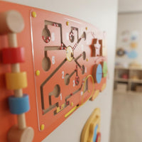 Wood Wall Activity Board Simple to Install Wall-Mounted Educational Board Interactive for Kids, Kindergarten
