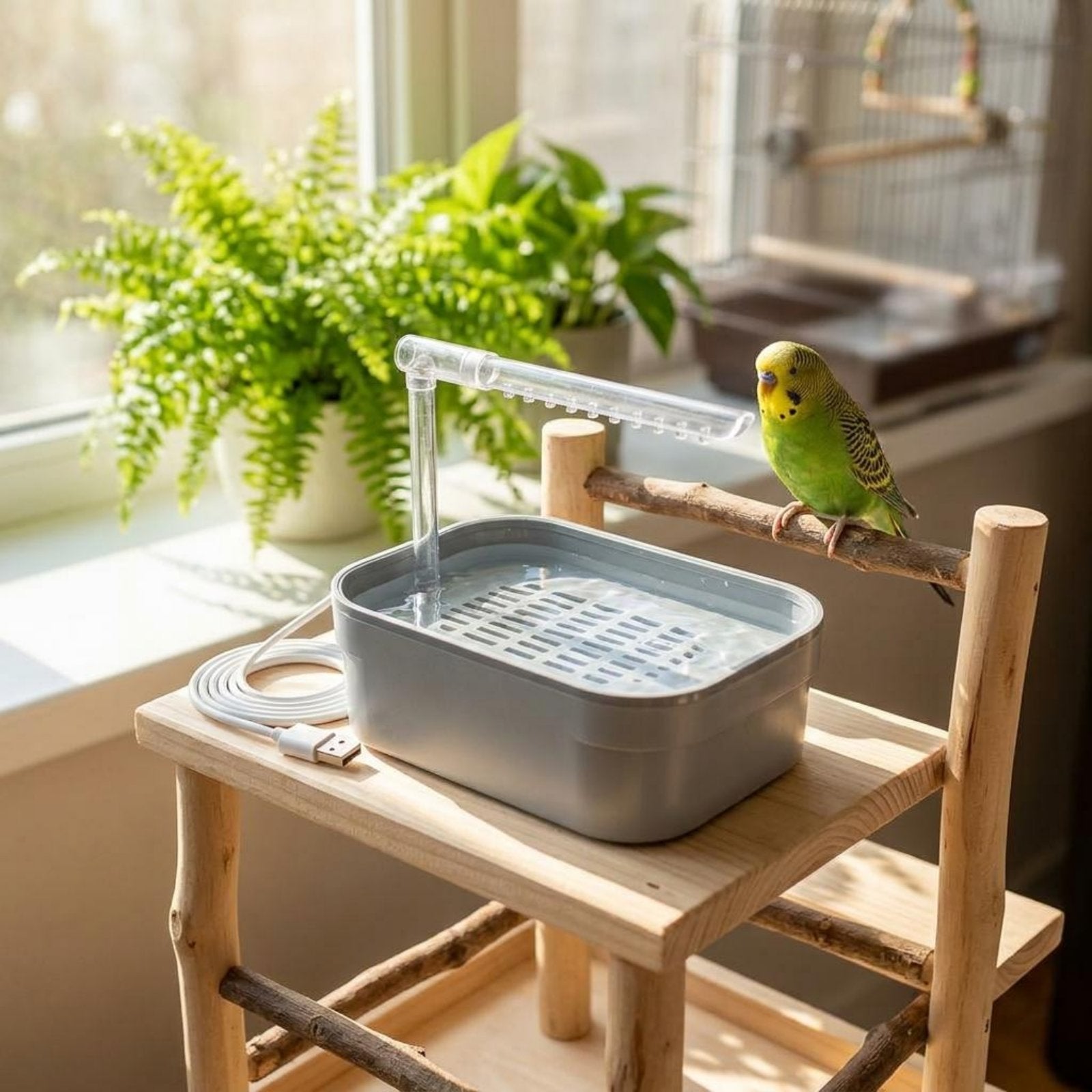 Automatic Bird Shower Tub Circulating Water Parrot Bathtub Quiet Pump