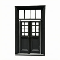 1:12 Scale Dollhouse Door Decorative Two Panel Transom Door Openable Transom Window Model