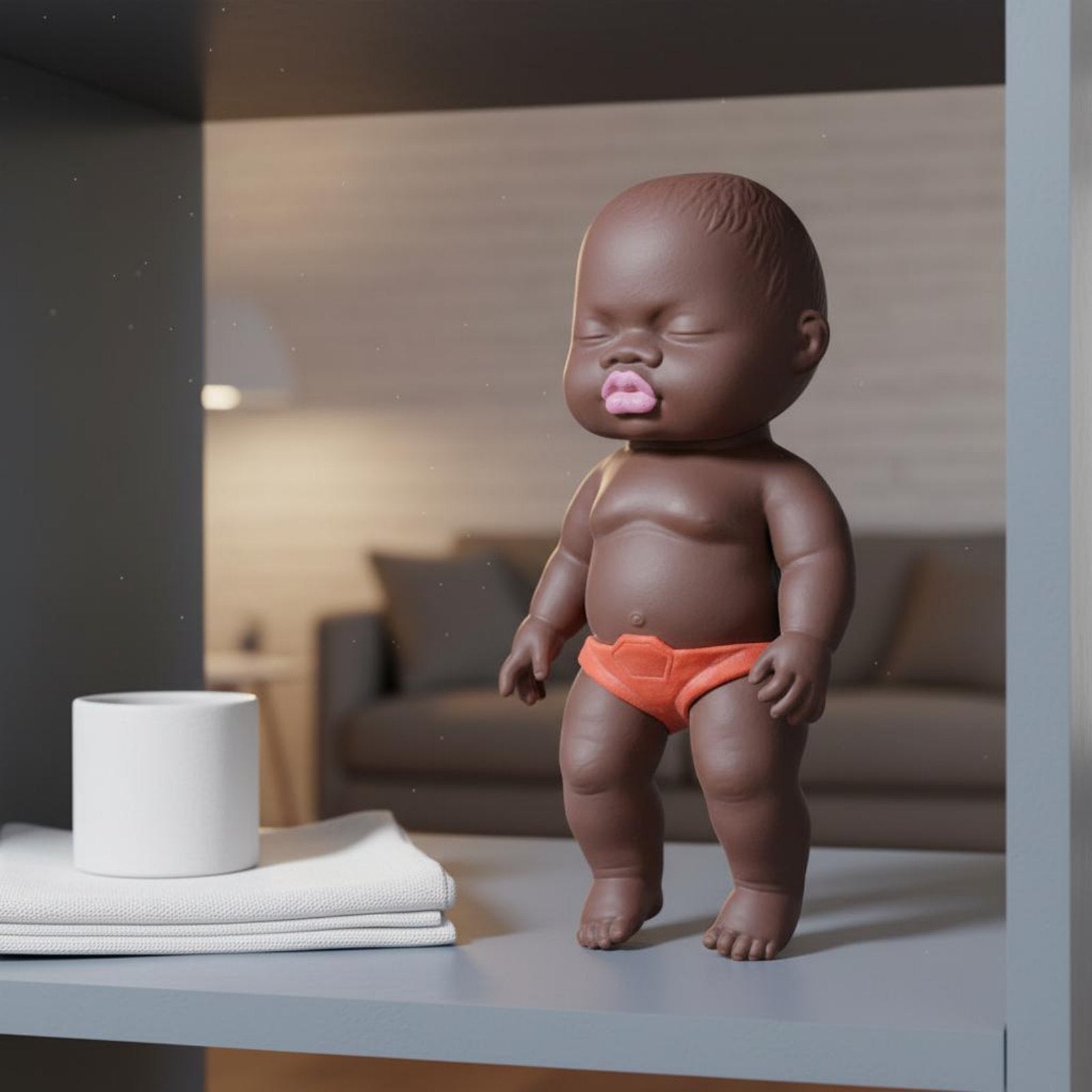 Black Baby Squeezable Stretchable Squeezable Doll Easy to Clean