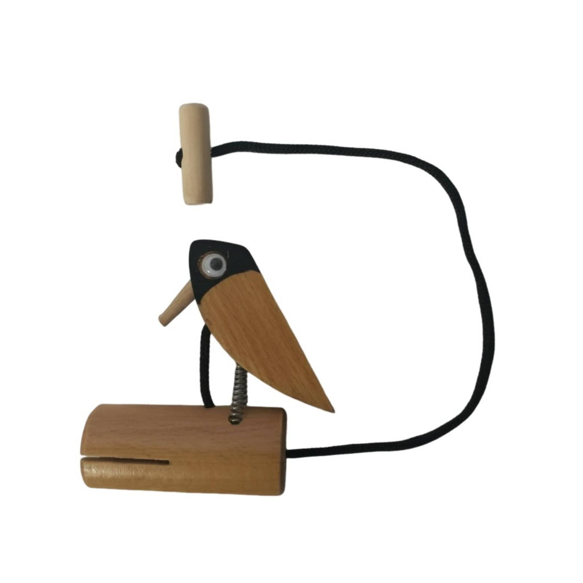 Light-Colored Beak Wooden Pecking Bird Toy Pecking Bird Teaching Toy Black Head