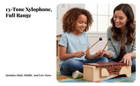 13-Bar Soprano Xylophone Resonator Box Colorful Bar Xylophone Diatonic Scale Includes 2 Mallets for Beginners, Classroom, School