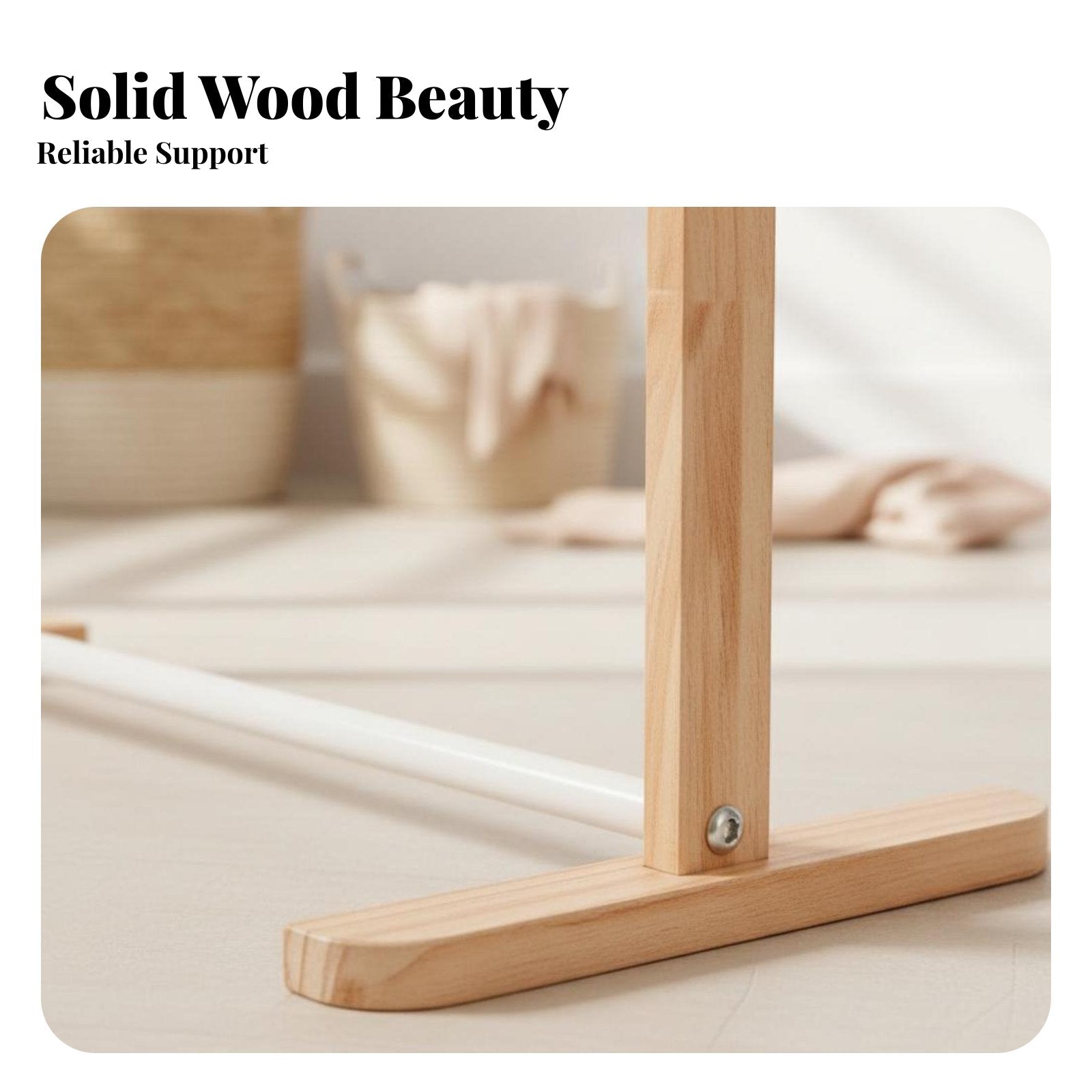 Solid Wood Material Pet Clothes Rack Sturdy Construction Wooden Pet Clothes Stand Stable Design for Parents, Bedroom, Home, Party Decoration