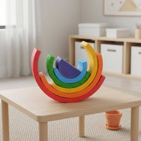 Educational Rainbow Blocks Natural Wood Arched Building Blocks Educational