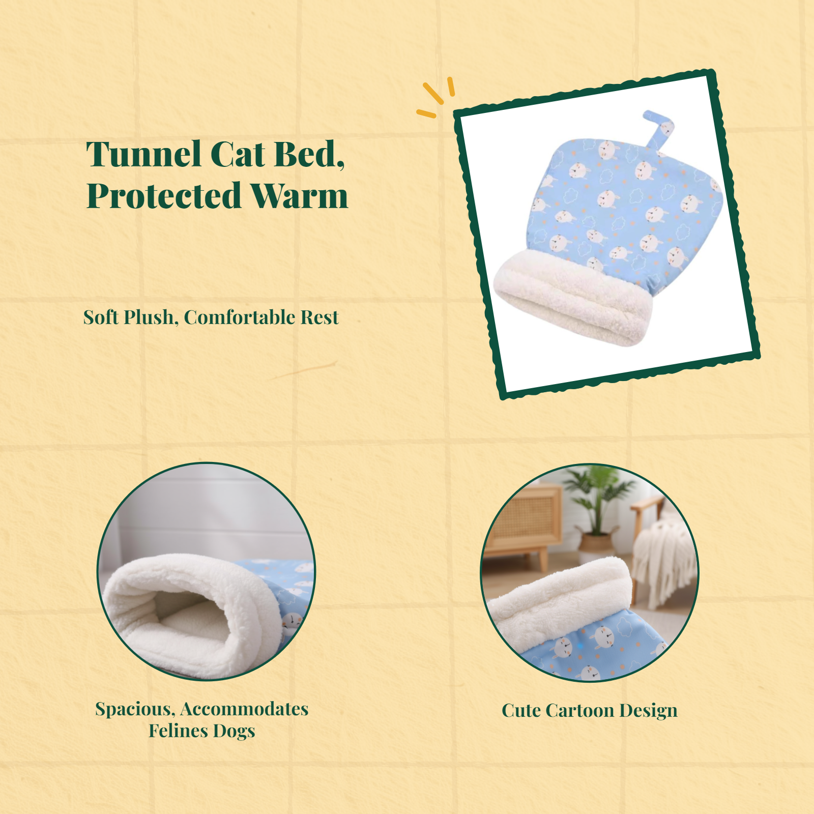 Insulated cat tunnel bed