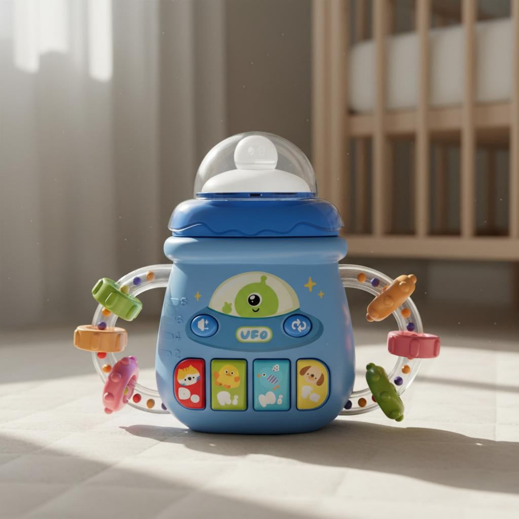 Bottle-Shaped Sensory Toy Movable Bead Rings Sensory Baby Toy Bottle for Infants