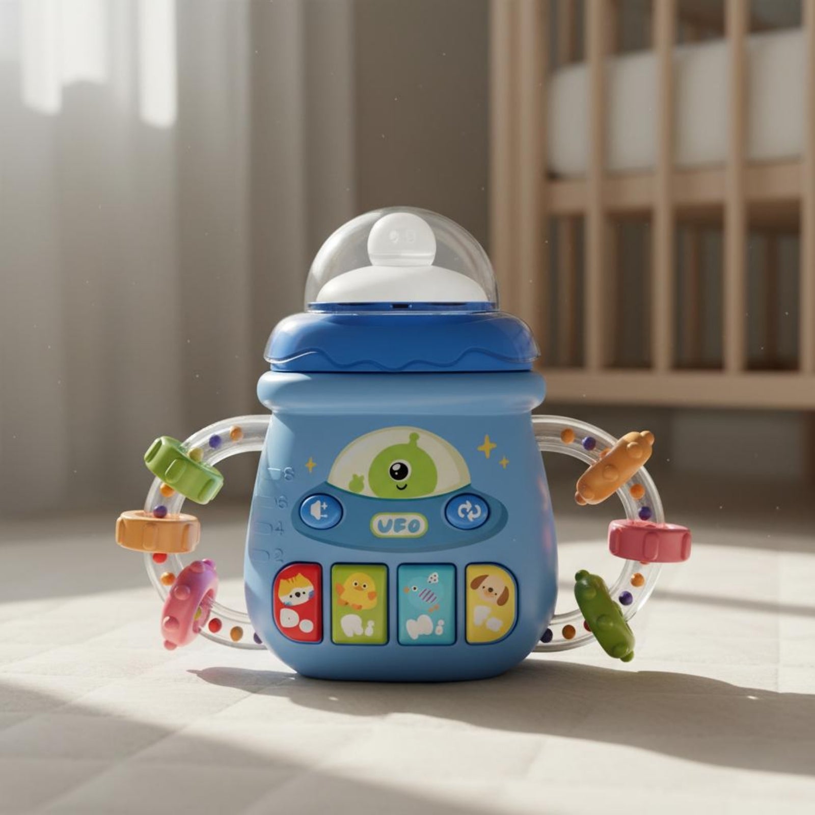 Bottle-Shaped Sensory Toy Movable Bead Rings Sensory Baby Toy Bottle for Infants