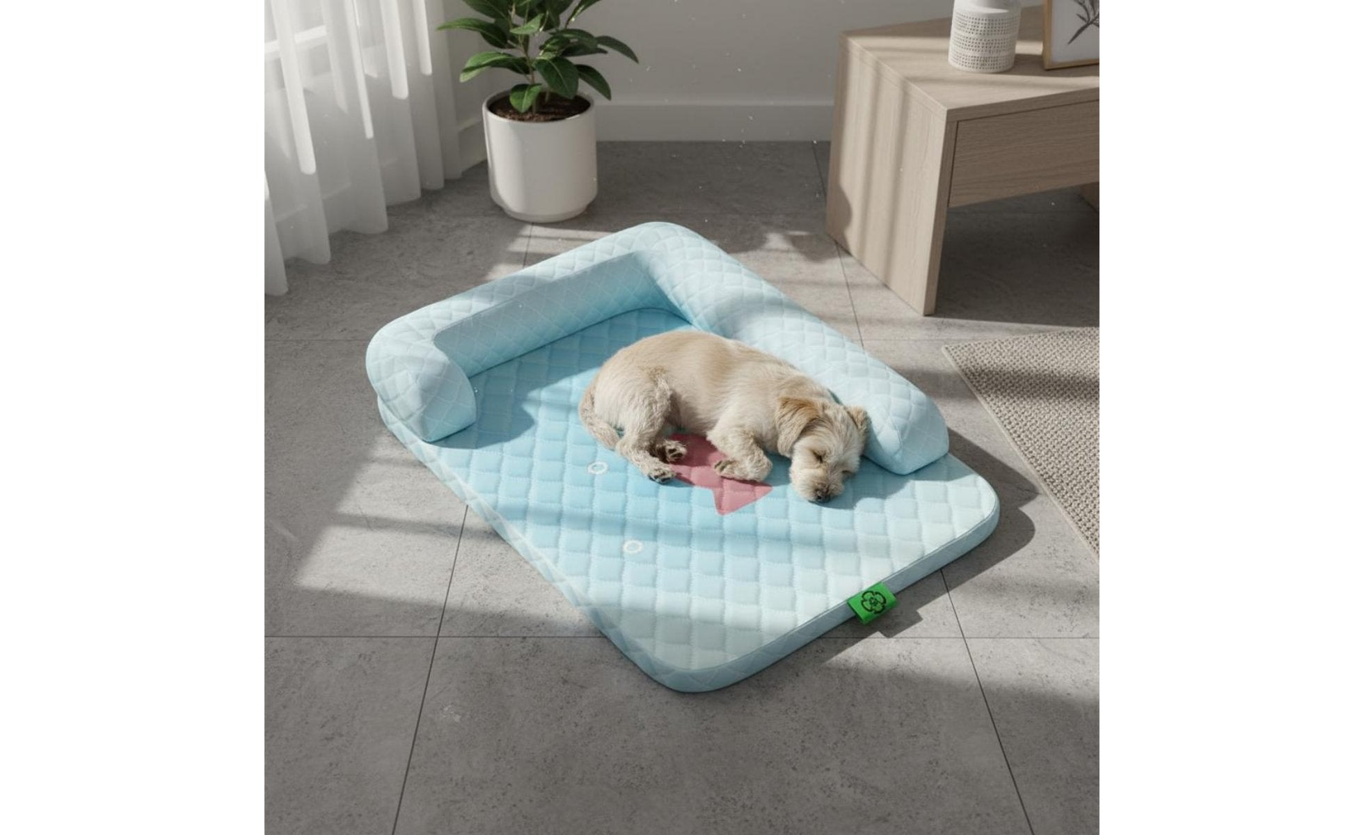 Dog Cooling Mat with Pillow Washable Cooling Dog Bed Neck Support for Cats