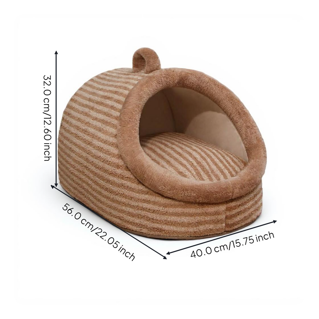 Semi-Enclosed Plush Pet Bed, Calming Indoor Sanctuary
