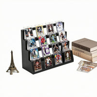 Wooden Card Rack Rectangular Base 4-Tier Wooden Card Display Stand Multi-Purpose
