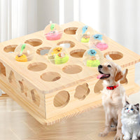 Whack a Rodent Feline Toy Solid Wood Interactive Feline Scratcher Toy for Indoor