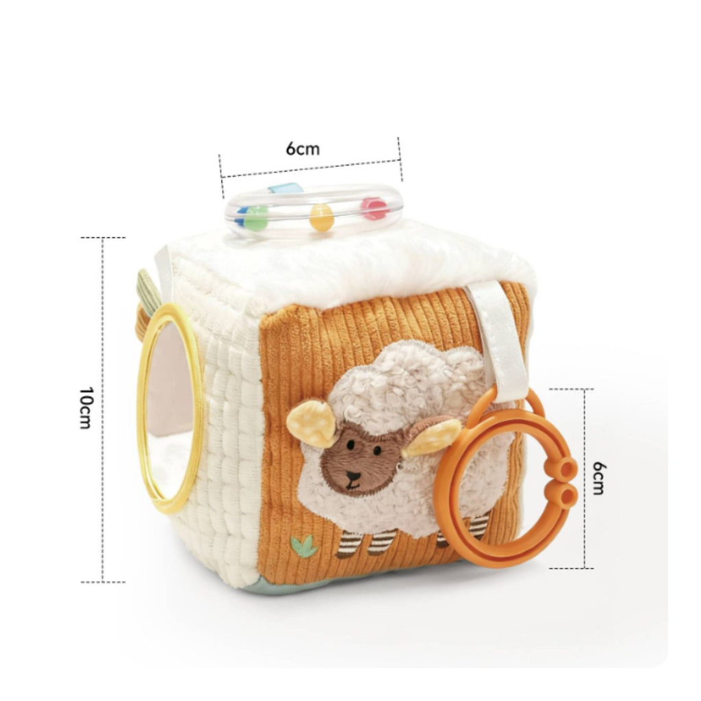 Baby Teether Rattle Cube Travel Ready Soft Activity Cube Certified Product