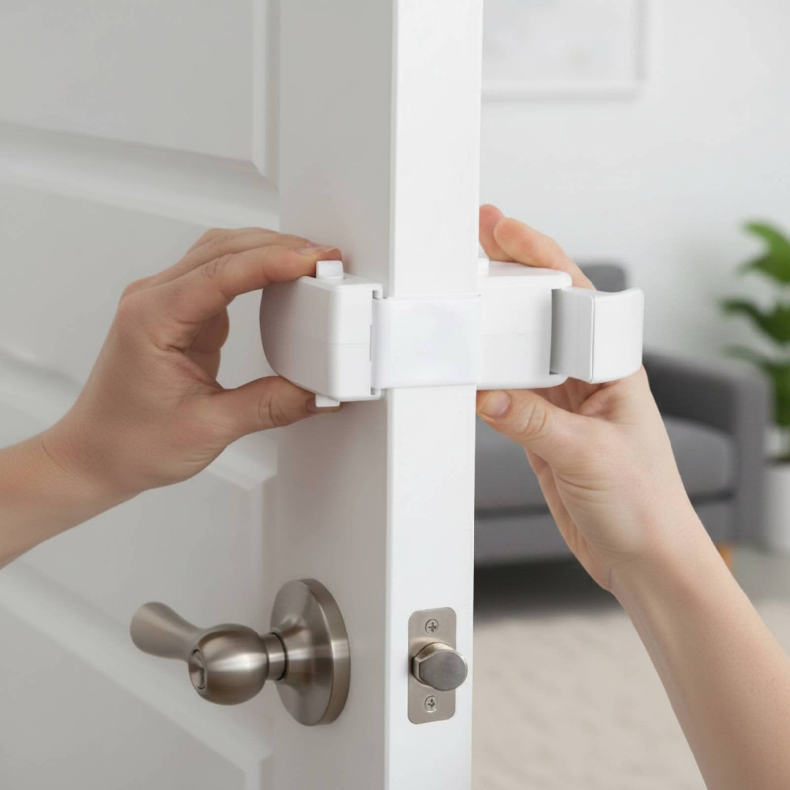 Babyproof Childproof Door Lock Easy to Install Baby Safety Door Lock out of Reach Design for Nursery, Bedroom