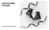 Doll Boots Low Block Heel Glossy Doll Ankle Boots Collectible Accessory