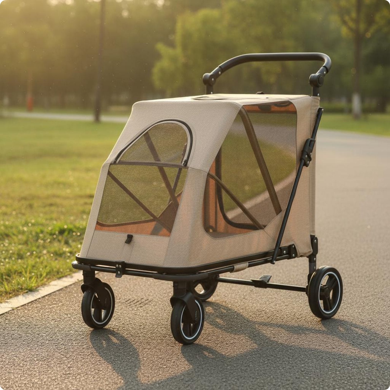 Foldable Dog Stroller Portable Foldable Pet Stroller Adjustable Handle