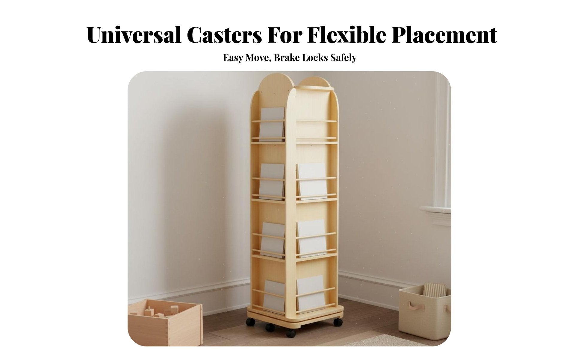 Mobile Rotating Book Rotating Book standDegree Rotation children's Book Storage Unit Space-Saving Double-Sided Reach