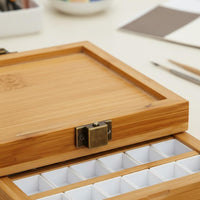 Wooden Watercolor Painter's Color Tray With Latch Empty Watercolor Pan Case Portable Color Mixing Tray for Students, Outdoor