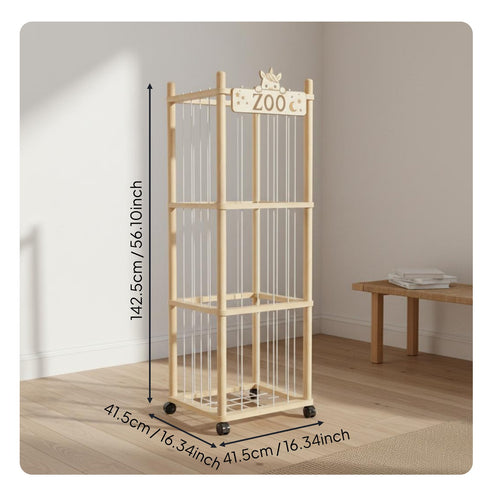 Wooden Toy Storage Unit Solid Wood Soft Toy Storage Enclosure Sturdy And