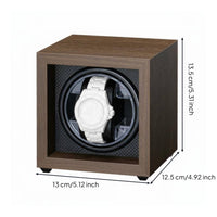 Walnut Wood Watch Winder Two-Way Rotation Automatic Watch Winder Timepiece Storage 5 Speed Settings Universal Serial Bus Powered