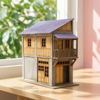 Railway Building Kit Two-Story Diorama House Corrugated for Dioramas, Modelers