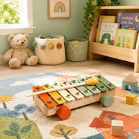7 Pieces Percussion Instrument Set Natural Wood Wooden Music Toy Set Safe
