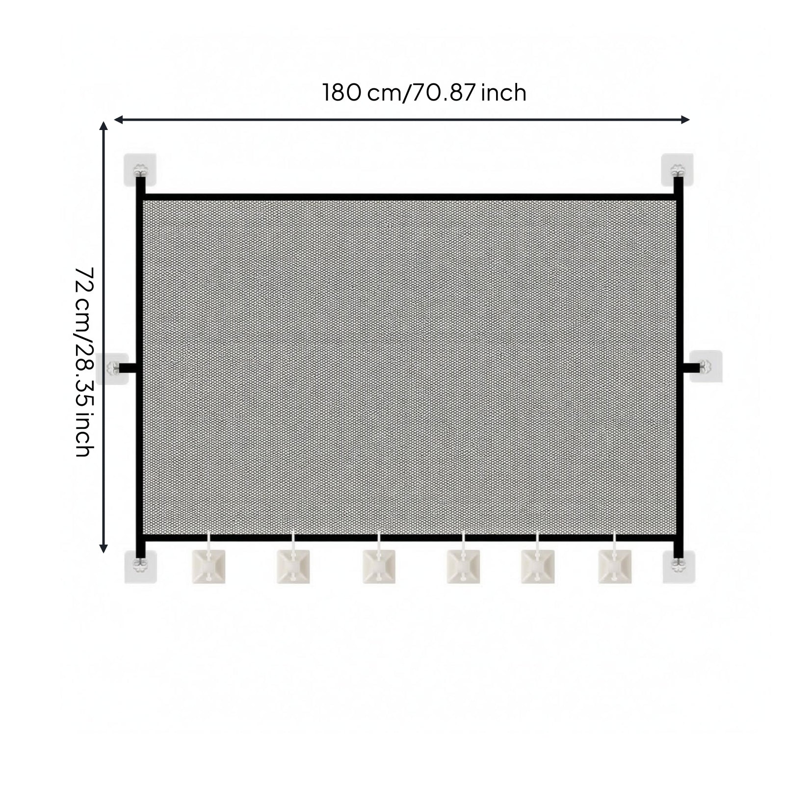 Mesh Pet Barrier Panel Black Frame Rectangular Mesh Gate Panel White Hardware