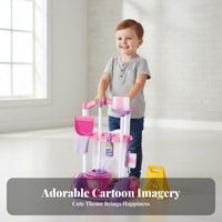 Kids Cleaning Cart Playset Encourages Role Play Toy Cleaning Trolley Set Realistic Design Toy Housekeeping Tools