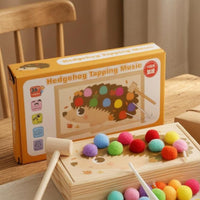 Wooden Pounding Box Felt Balls Learning Game Number Cards for Young Children