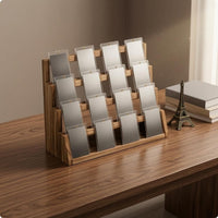 Wooden Card Rack Rectangular Base 4-Tier Wooden Card Display Stand Multi-Purpose