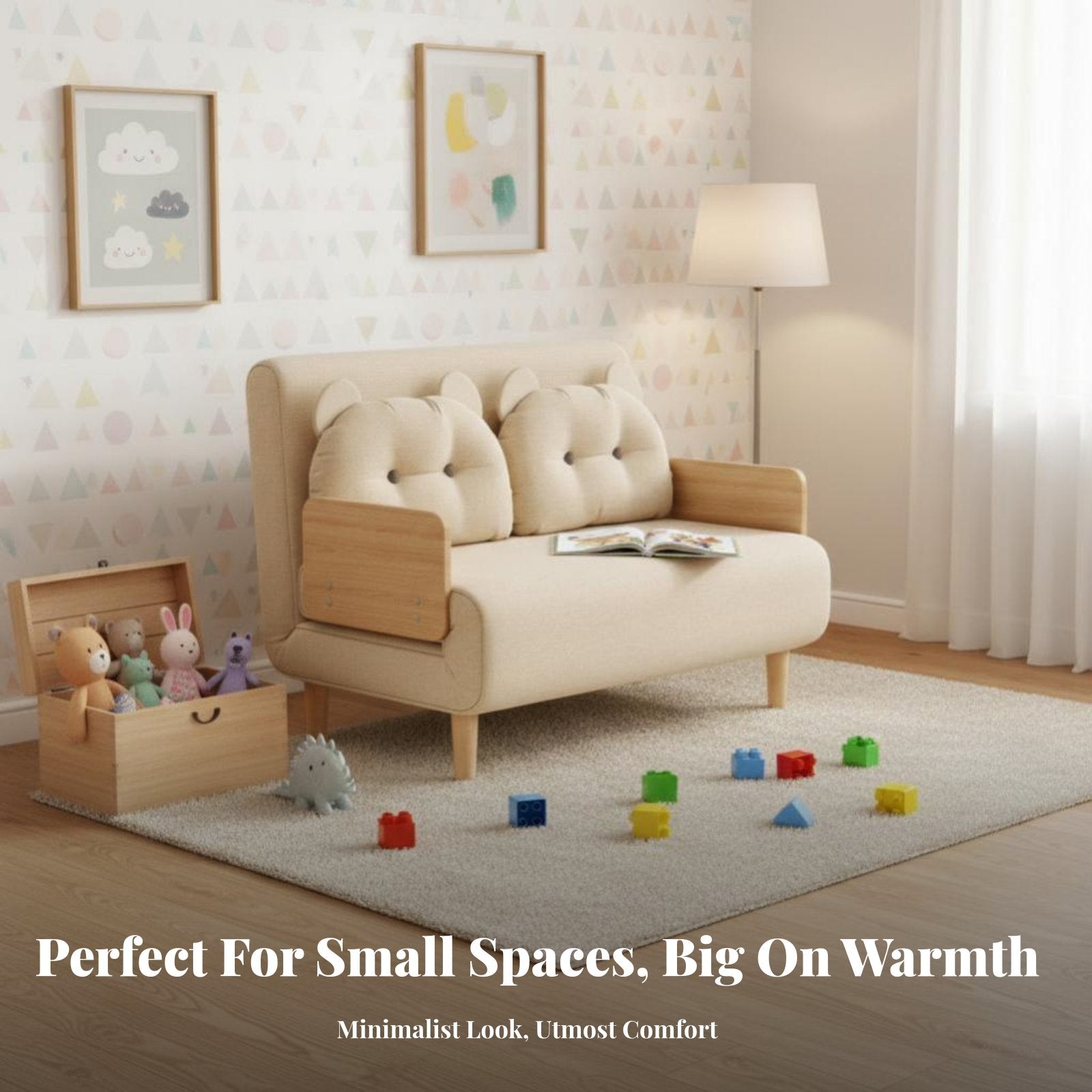 Foldable Animal-shapedShaped fold unfold Sofa 2-in-1 Design transformable Flip-Open Sofa Space Saving children's Furniture Cute creature Character for Toddlers, Parents, Grandparents, Living Room, Playroom, Nap Time, study corner