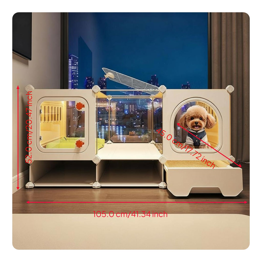 Indoor dog house with toilet
