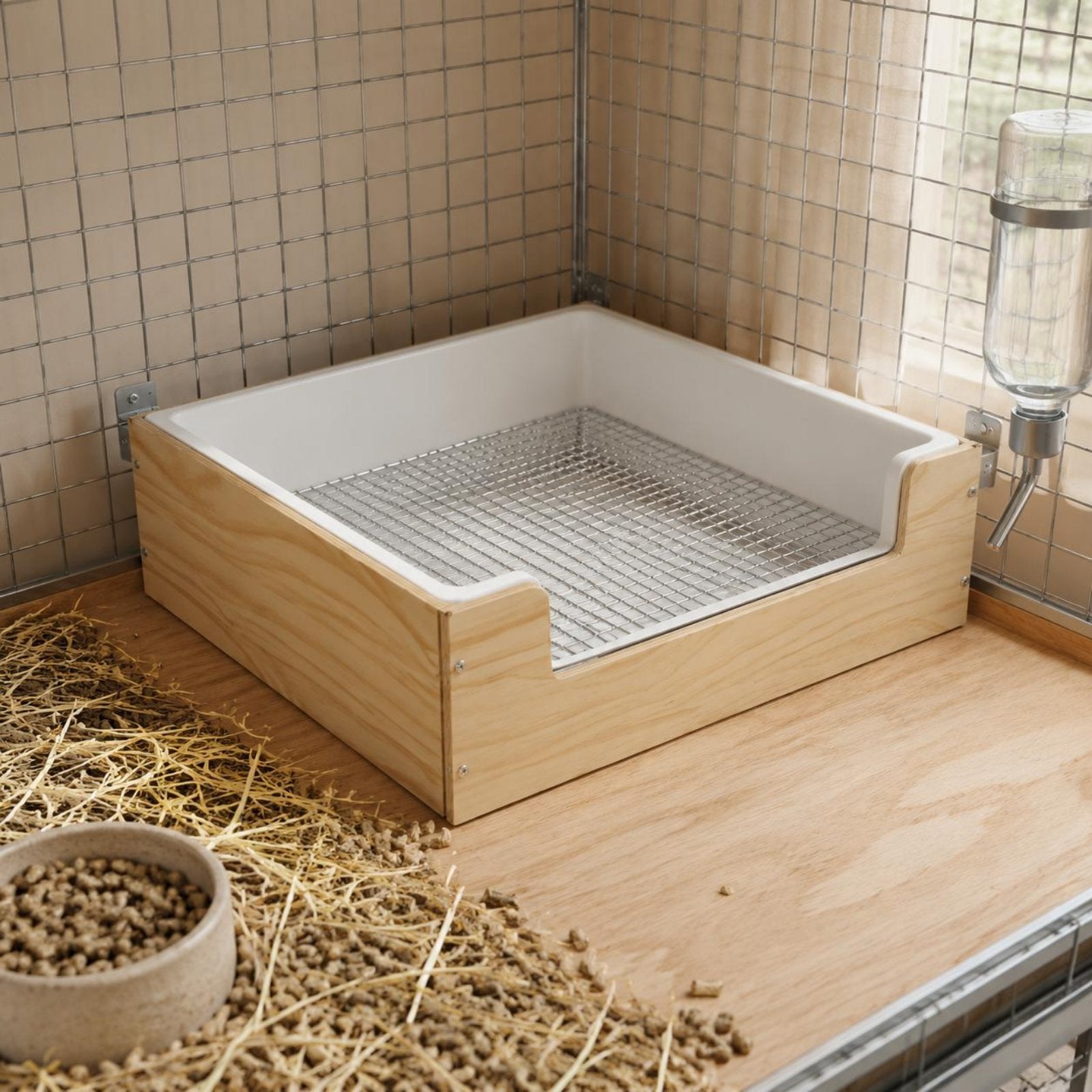 Rabbit Litter Box Fixed in Enclosure Rabbit Litter Pan Easy to Clean