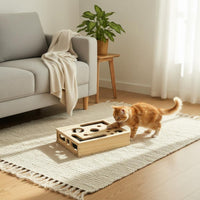 Interactive Feline Maze Toy Solid Wood Construction Pet Supply for Indoor