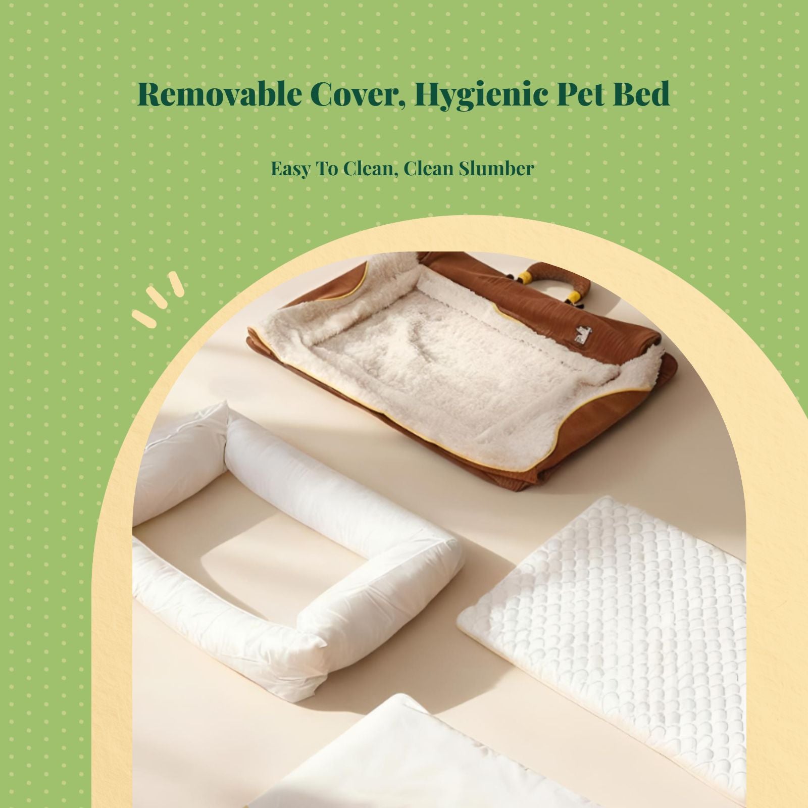 Washable pet bed with winter mat.