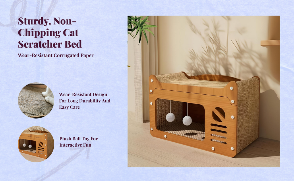 Cat Scratcher House, Upright Cat Bed, Climbing Mat in One