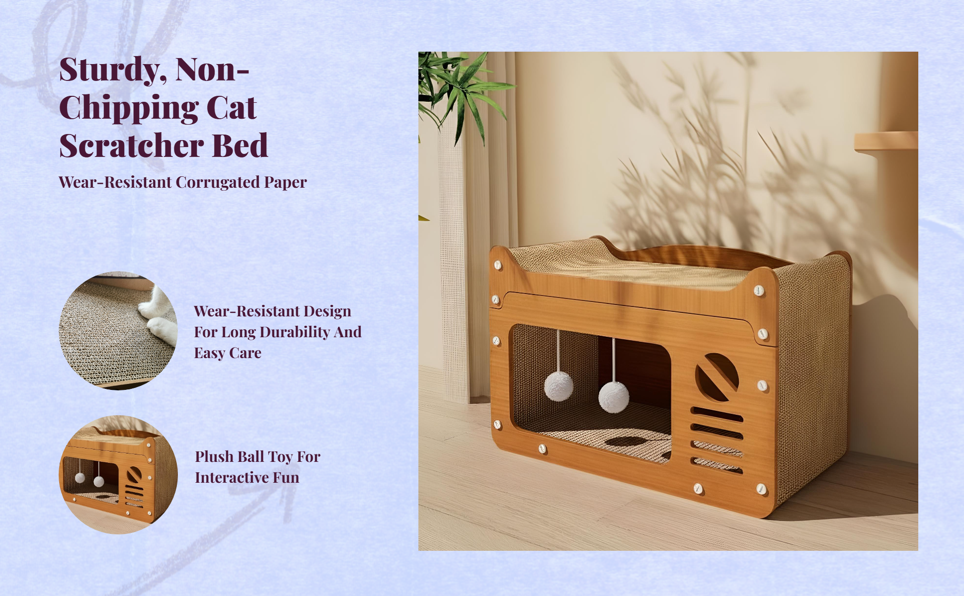 Cat Scratcher House, Upright Cat Bed, Climbing Mat in One