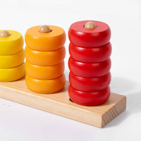 Wooden Peg Disc Stacker Vibrant Colors Color Sorting Stacking Rings