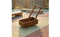 Kids Wooden Push Cart Carbonized Wood Wooden Wagon Cart Outdoor Use for Preschoolers, Kindergarten