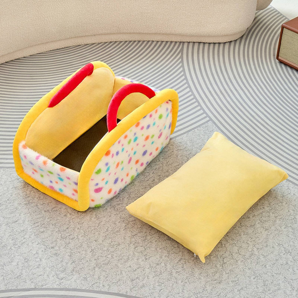 Semi Enclosed Pet Bed Year-Round Portable Pet Bed Warm for Car, Small Dogs