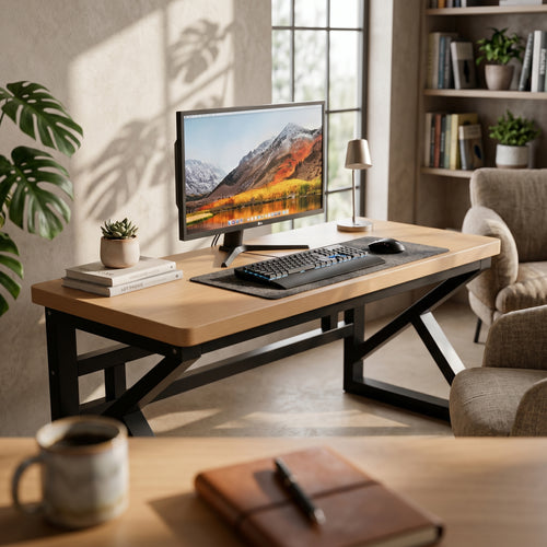 Computer Desk Thick Desktop Wood Computer Desk Sturdy Study Table for Students